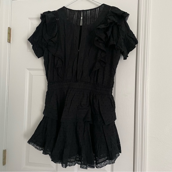 LoveShackFancy Black Ruffle Mini Dress - Picture 5 of 6